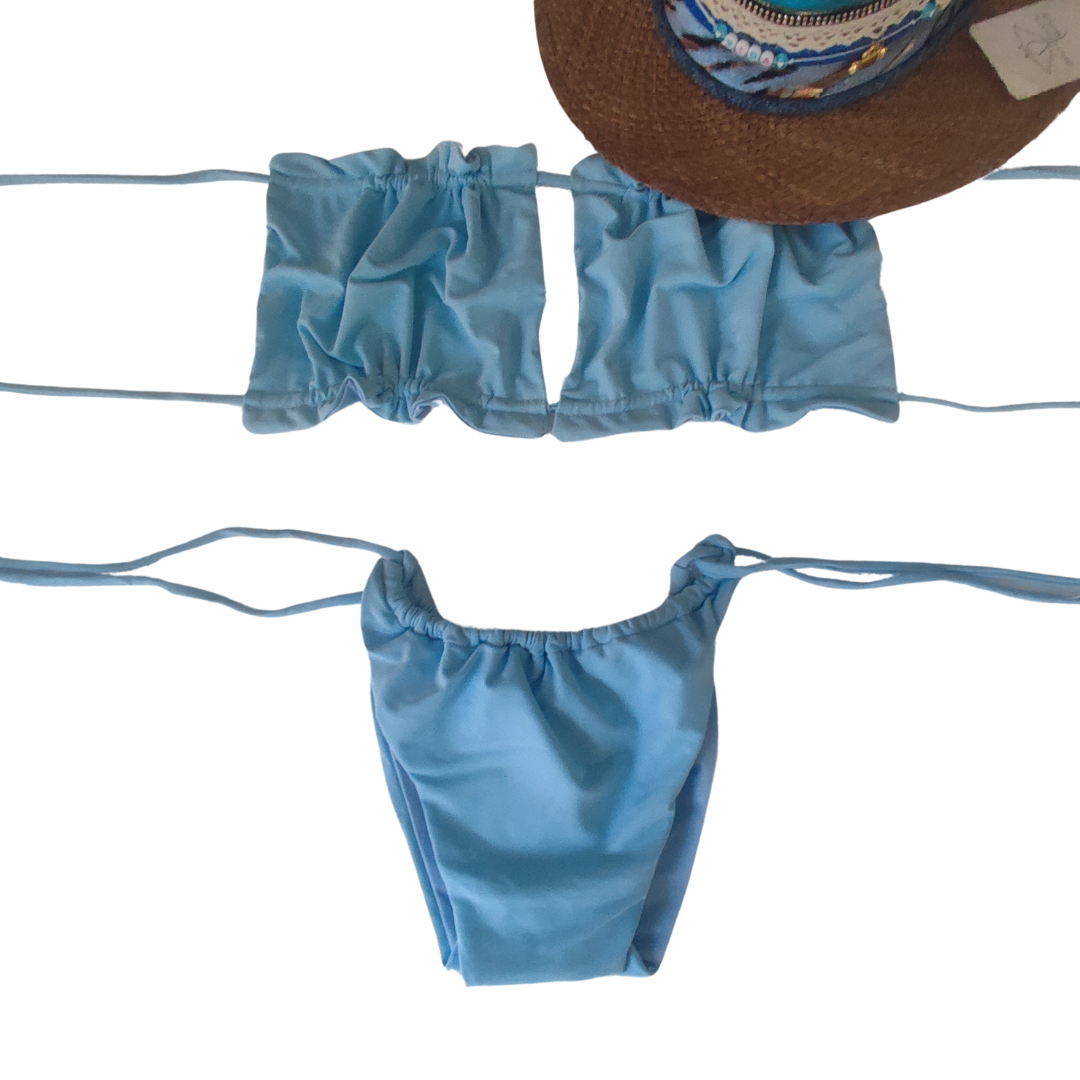 BIKINI ARRUCHADO AZUL CLARO