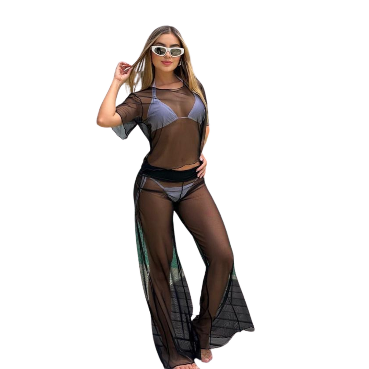 CONJUNTO PANTALON Y CROP TOP NEGRO