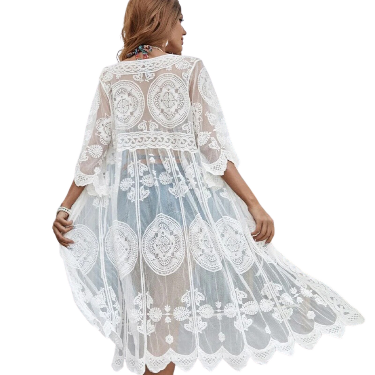 KIMONO PLAYERO EN ENCAJE