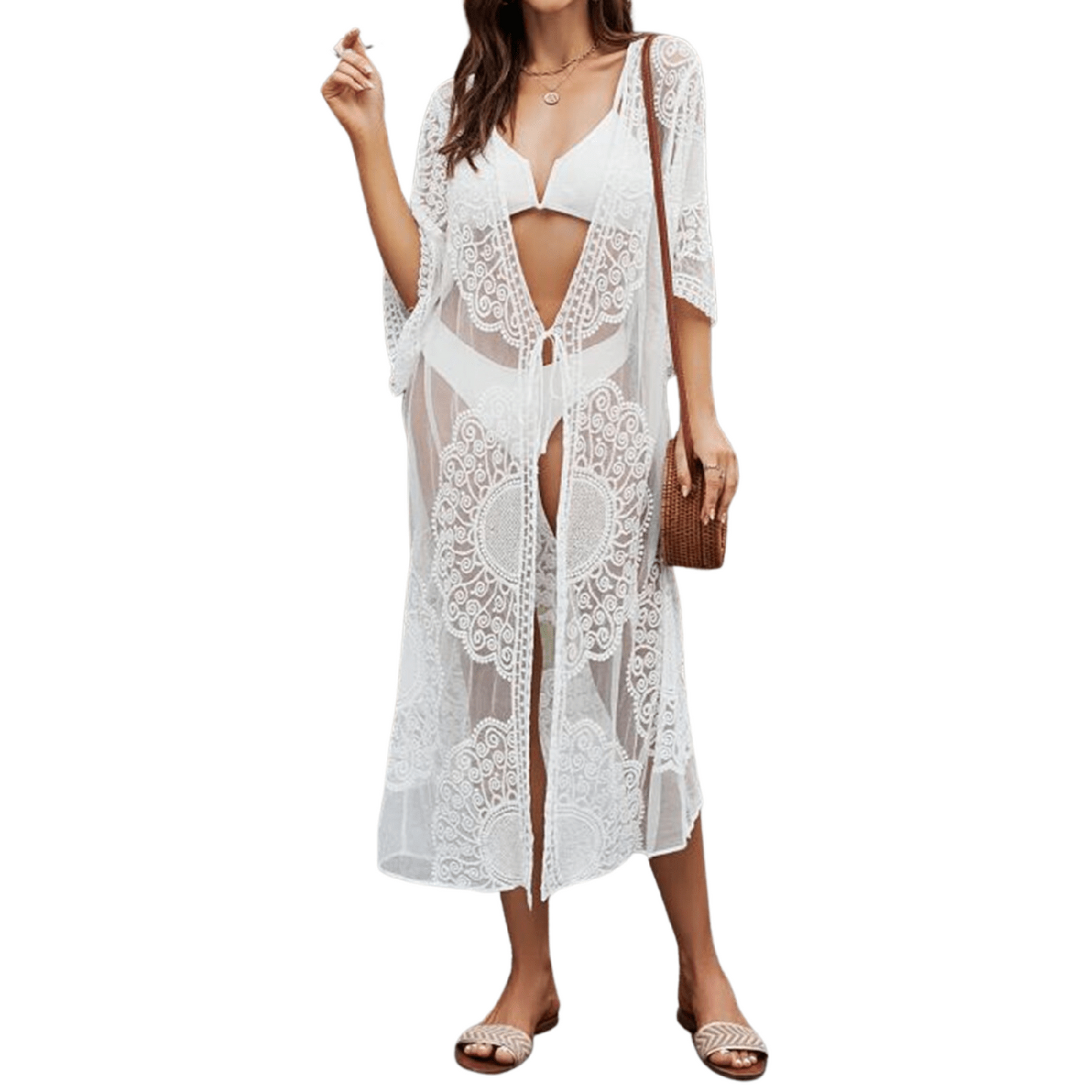 KIMONO PLAYERO EN ENCAJE