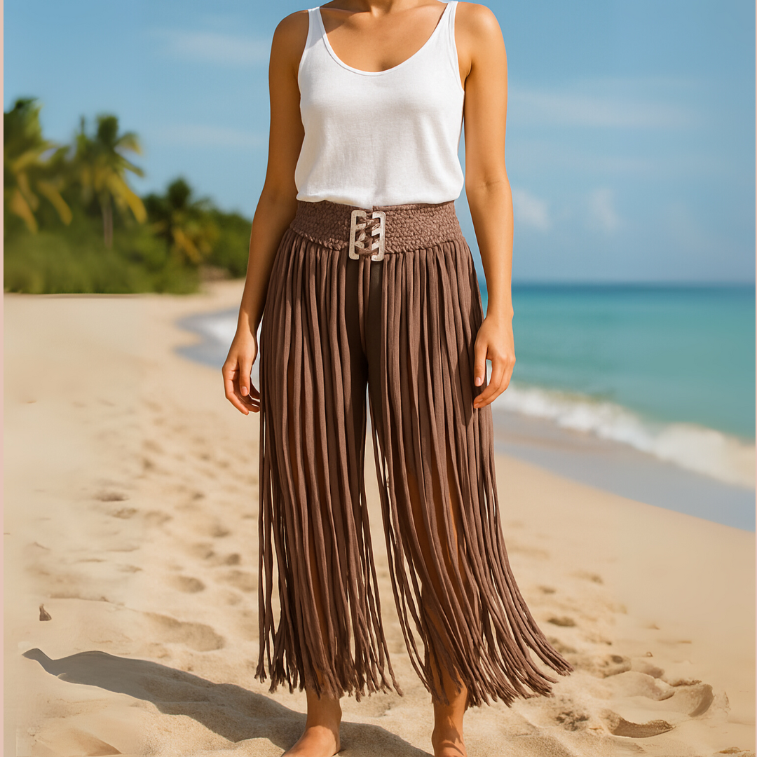 FALDA EN MACRAME CAQUI