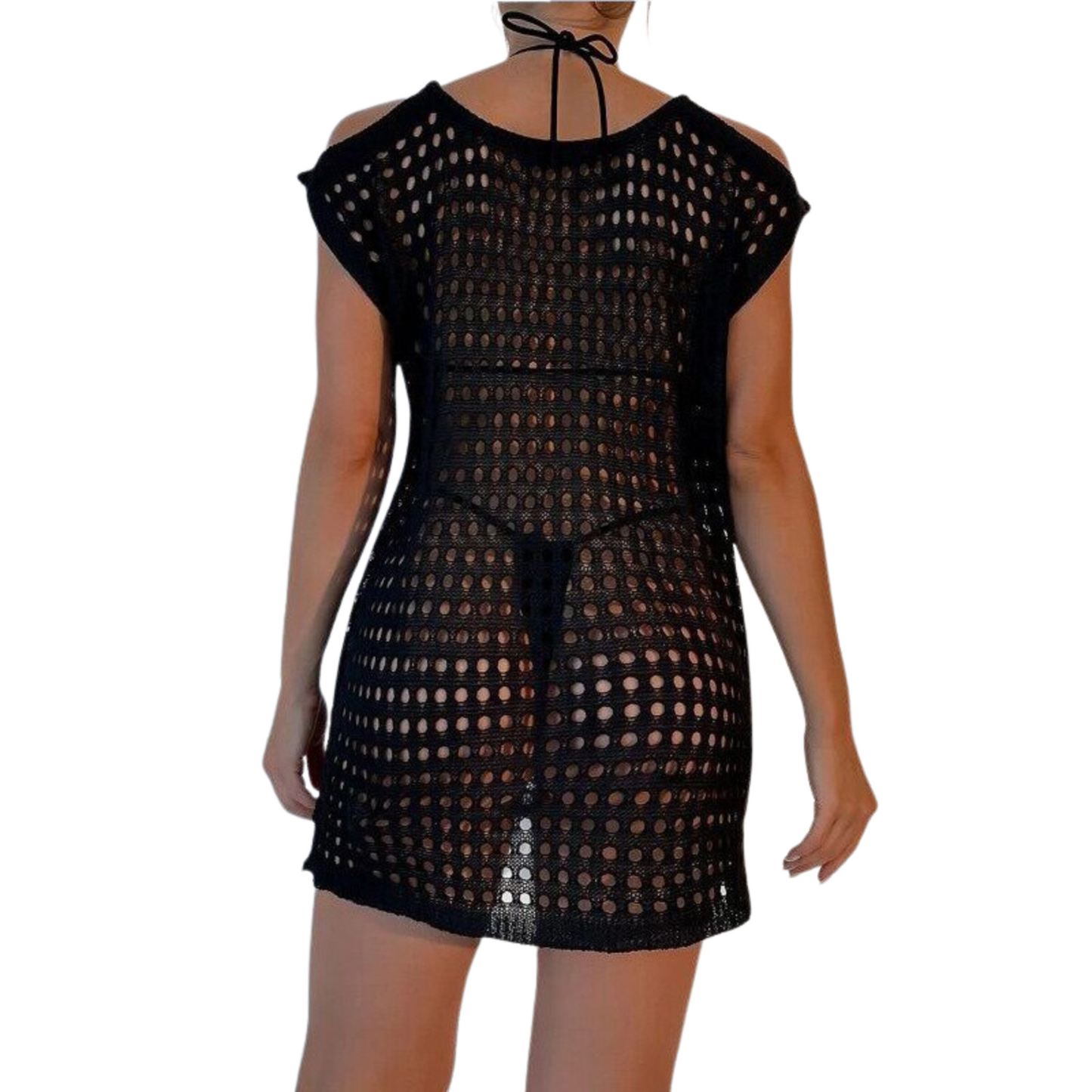 SALIDA DE BAÑO TEJIDA CROCHET NEGRO