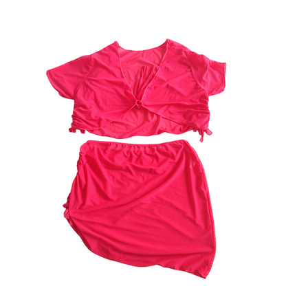 CONJUNTO LUISA FUCSIA (BIKINI + TOP + PAREO)